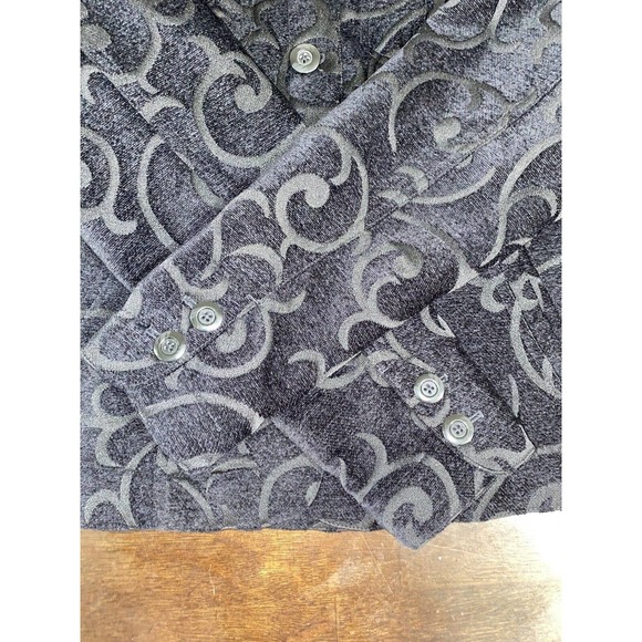 Croft & Barrow Floral Embossed Black Long Sleeve Velvet Jacket Size M Button Top - Picture 16 of 16